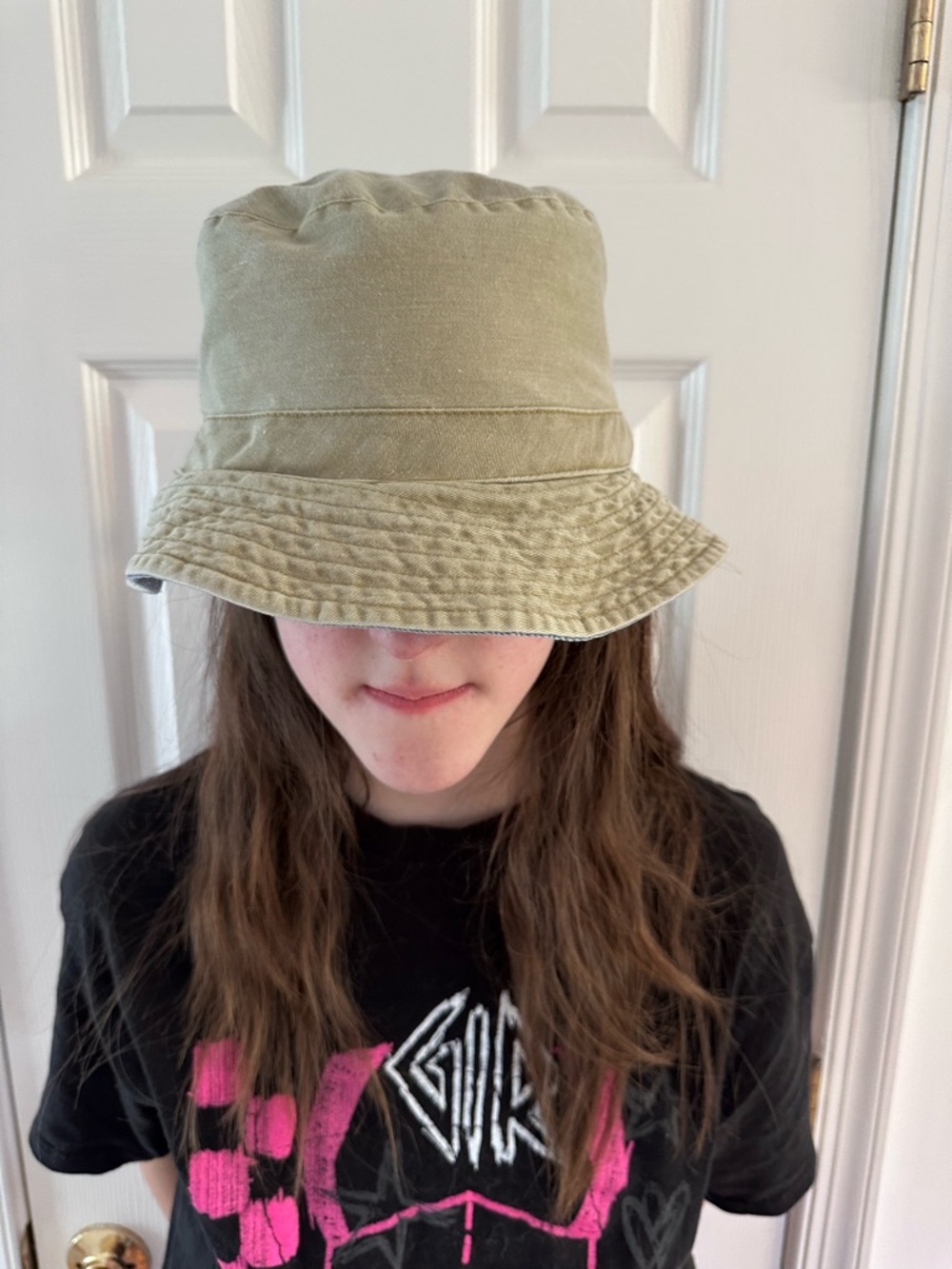 Reversible Bucket Hat Khaki & Denim Blue One Size Unisex Casual Streetwear